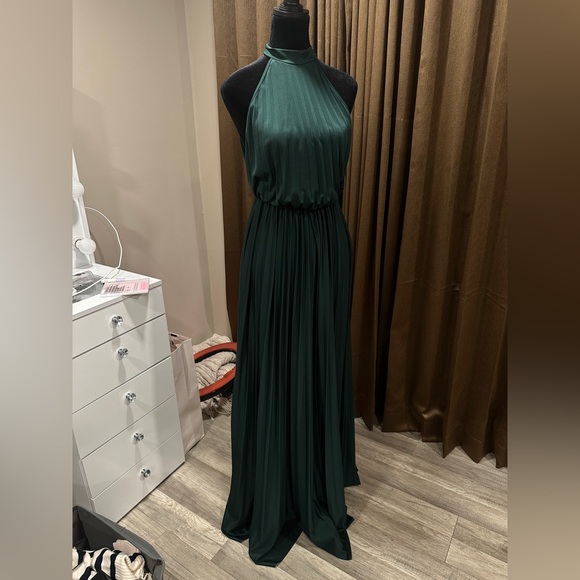 ASOS Dresses & Skirts - ASOS Forest Green Halter Pleated Maxi Dress